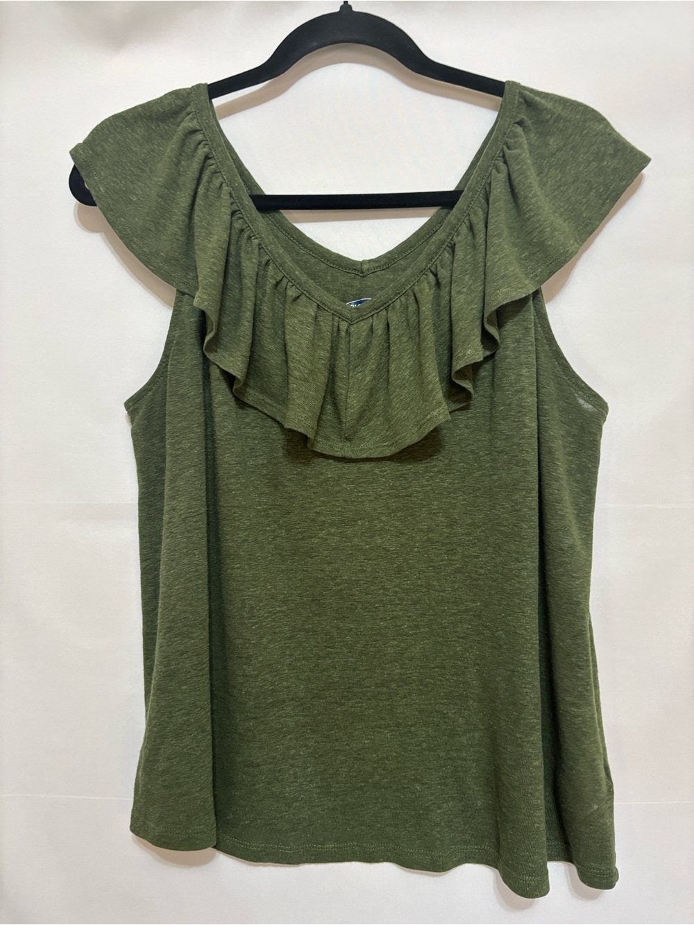 Old Navy Olive Green Ruffle Flutter Sleeve Tank Top Ruffled Neck XL